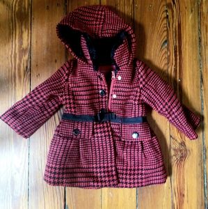 12mo Baby Girls London Fog Red,Gold,Black Coat